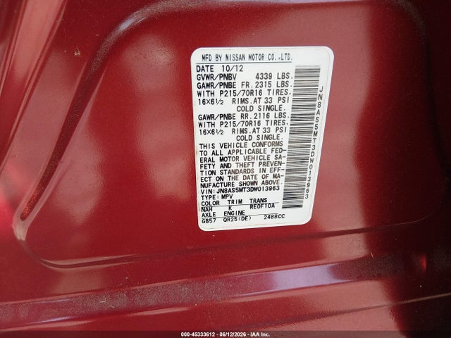 Aukcja sprzedaży 2013 Nissan Rogue S, vin: JN8AS5MT3DW013963, numer aukcji: 45333612