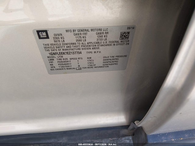 Chevrolet EQUINOX LS 2014 1GNFLEEK7EZ137794 Image 9