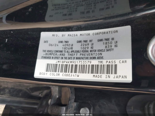45333659 :رقم المزاد ، JM1BPAKM9S1753579 vin ، 2025 Mazda Mazda3 2.5 S Select Sport مزاد بيع