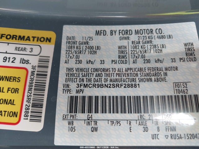 Ford Bronco Sport Big Bend 2025 3FMCR9BN2SRF28881 Image 9