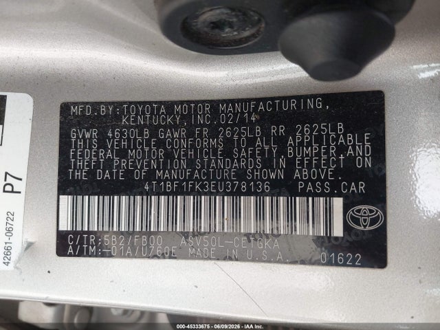 Toyota CAMRY XLE 2014 4T1BF1FK3EU378136 Image 9