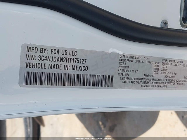 Продаж на аукціоні авто 2024 Jeep Compass Sport 4x4, vin: 3C4NJDAN2RT175127, номер лоту: 45333678