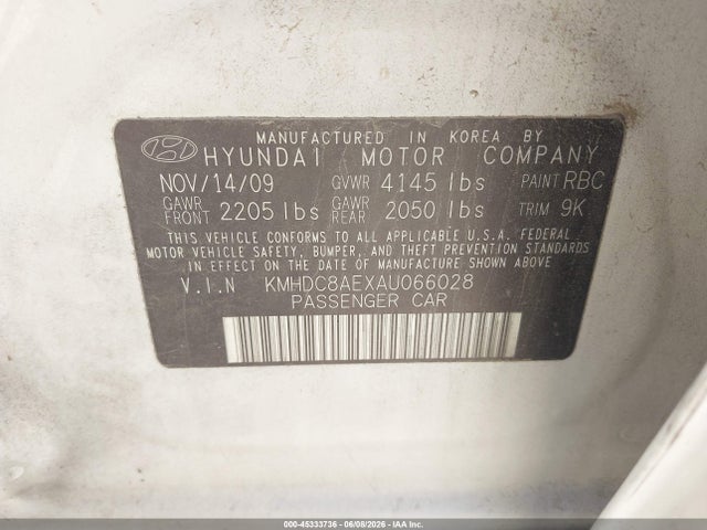2010 Hyundai Elantra Touring Se მანქანა იყიდება აუქციონზე, vin: KMHDC8AEXAU066028, აუქციონის ნომერი: 45333736