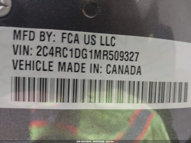 Продажа на аукционе авто 2021 Chrysler Voyager Lxi, vin: 2C4RC1DG1MR509327, номер лота: 45333804