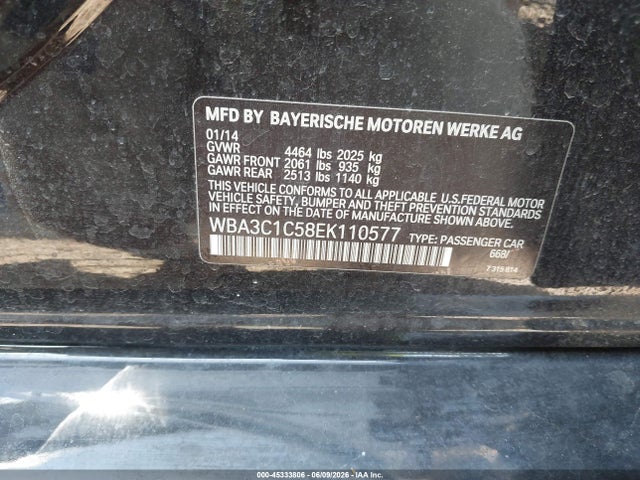 2014 Bmw 328i მანქანა იყიდება აუქციონზე, vin: WBA3C1C58EK110577, აუქციონის ნომერი: 45333806