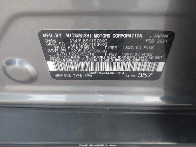 Продажа на аукционе авто 2021 Mitsubishi Outlander Sport 2.0 Be Awc/2.0 Es Awc/2.0 Le Awc/2.0 Se Awc, vin: JA4ARUAU8MU023814, номер лота: 45333829