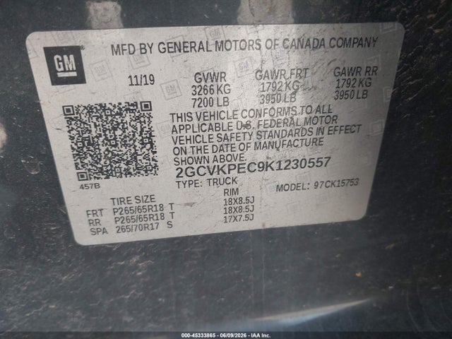 Chevrolet Silverado 1500 Ld Lt 2019 2GCVKPEC9K1230557 Image 9