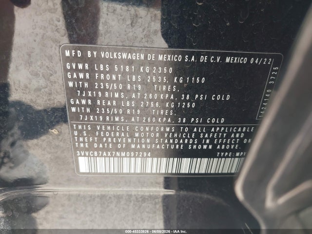 Aukcja sprzedaży 2022 Volkswagen Tiguan 2.0t Se R-line Black, vin: 3VVCB7AX7NM097294, numer aukcji: 45333926