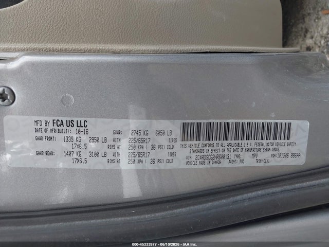 Продаж на аукціоні авто 2017 Dodge Grand Caravan Sxt, vin: 2C4RDGCG2HR600131, номер лоту: 45333977