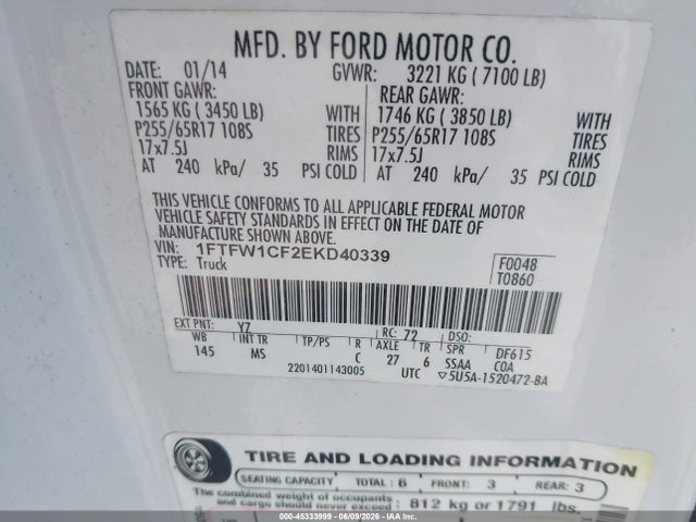 Ford F-150 Xlt 2014 1FTFW1CF2EKD40339 Image 9