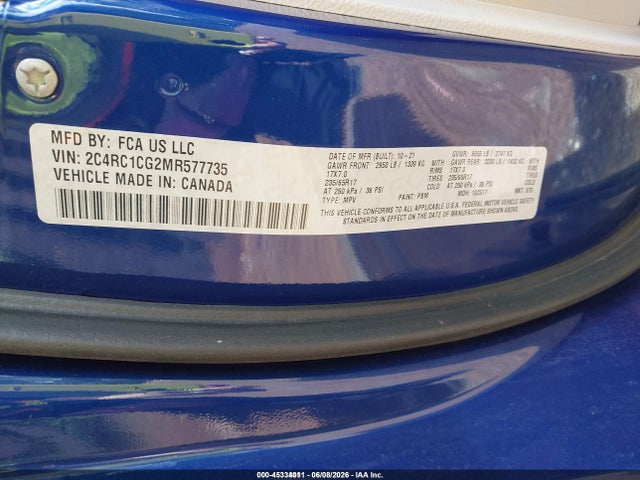 Aukcja sprzedaży 2021 Chrysler Voyager Lx, vin: 2C4RC1CG2MR577735, numer aukcji: 45334011