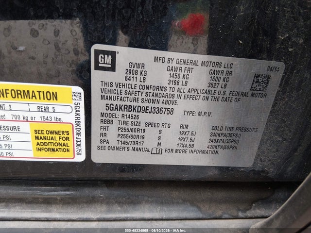 5GAKRBKD9EJ336758 Buick Enclave Leather