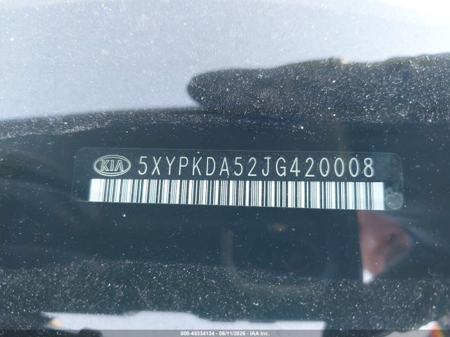 2018 Kia Sorento 3.3l Sx მანქანა იყიდება აუქციონზე, vin: 5XYPKDA52JG420008, აუქციონის ნომერი: 45334134