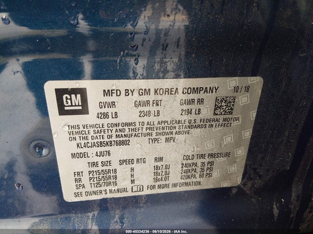 Продажа на аукционе авто 2019 Buick Encore Fwd Preferred, vin: KL4CJASB5KB768802, номер лота: 45334236