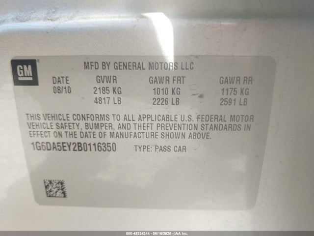 45334244 :رقم المزاد ، 1G6DA5EY2B0116350 vin ، 2011 Cadillac Cts مزاد بيع