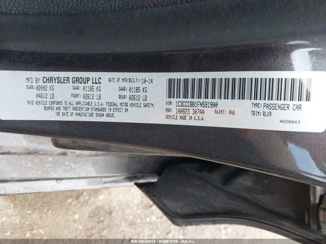 2015 Chrysler 200 S მანქანა იყიდება აუქციონზე, vin: 1C3CCCBB1FN591900, აუქციონის ნომერი: 45334313