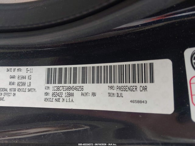 Aukcja sprzedaży 2011 Chrysler 200 Limited, vin: 1C3BC7EG0BN546256, numer aukcji: 45334372