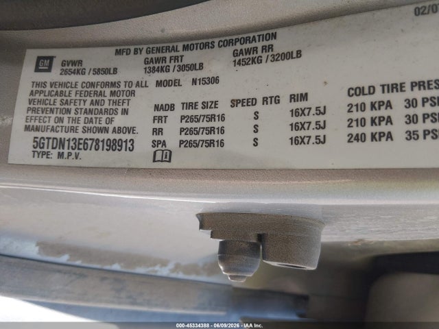 Продаж на аукціоні авто 2007 Hummer H3 Suv, vin: 5GTDN13E678198913, номер лоту: 45334388