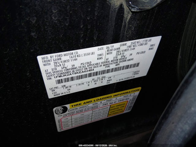 1FMJK2AT9KEA62484 Ford Expedition Max Limited