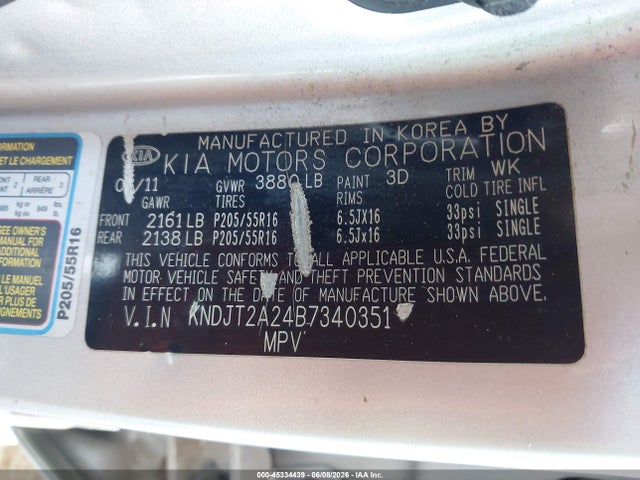 Aukcja sprzedaży 2011 Kia Soul +, vin: KNDJT2A24B7340351, numer aukcji: 45334439