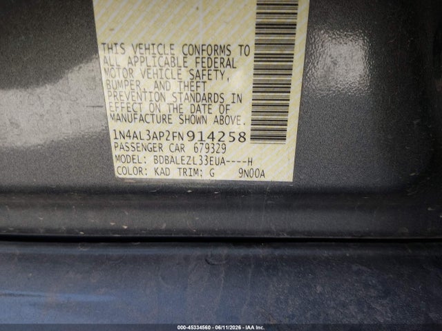 Aukcja sprzedaży 2015 Nissan Altima 2.5 S, vin: 1N4AL3AP2FN914258, numer aukcji: 45334560
