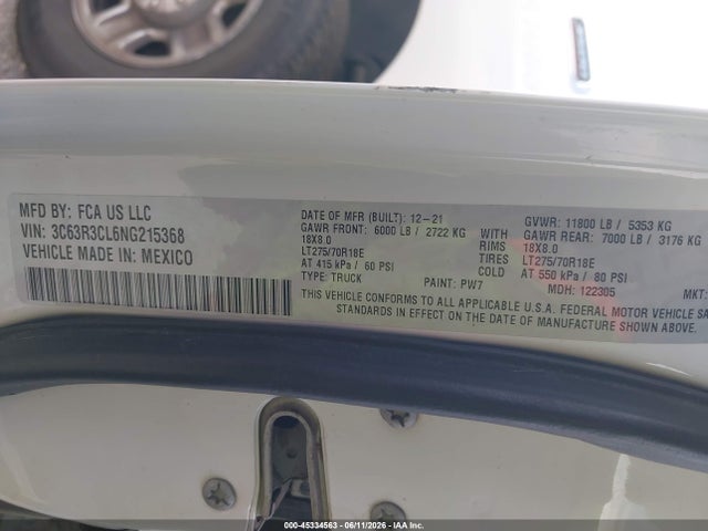 Продаж на аукціоні авто 2022 Ram 3500 Tradesman  4x4 6'4 Box, vin: 3C63R3CL6NG215368, номер лоту: 45334563