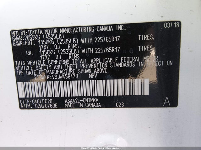 Toyota Rav4 Xle 2018 2T3WFREV9JW458473 Image 9