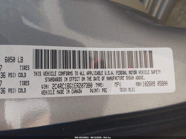 45334622 :رقم المزاد ، 2C4RC1BG1ER207380 vin ، 2014 Chrysler Town & Country Touring مزاد بيع