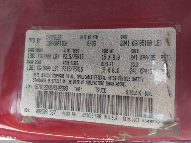 Aukcja sprzedaży 1997 Dodge Dakota Slt/sport, vin: 1B7GL23X3VS102303, numer aukcji: 45334648