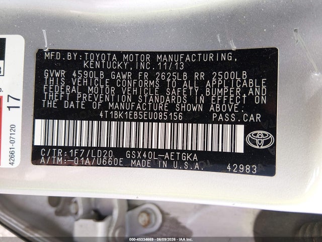 Toyota AVALON XLE 2014 4T1BK1EB5EU085156 Image 9