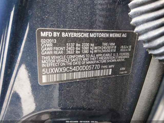 Продажа на аукционе авто 2013 Bmw X3 Xdrive28i, vin: 5UXWX9C54D0D05770, номер лота: 45334698