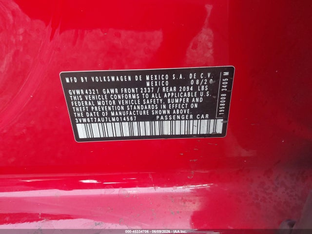 Продажа на аукционе авто 2020 Volkswagen Golf Gti 2.0t Autobahn/2.0t S/2.0t Se, vin: 3VW6T7AU7LM014567, номер лота: 45334706