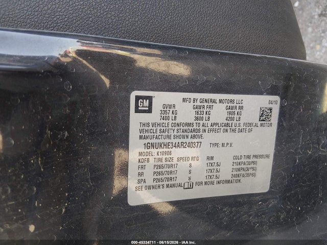 Продаж на аукціоні авто 2010 Chevrolet Suburban 1500 Ls, vin: 1GNUKHE34AR240377, номер лоту: 45334711