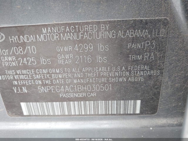 Продаж на аукціоні авто 2011 Hyundai Sonata Se/limited, vin: 5NPEC4AC1BH030501, номер лоту: 45334733