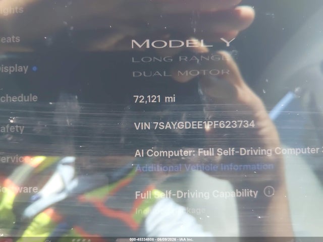 45334808 :رقم المزاد ، 7SAYGDEE1PF623734 vin ، 2023 Tesla Model Y Awd/long Range Dual Motor All-wheel Drive مزاد بيع