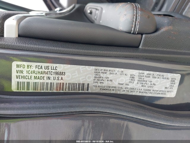Продаж на аукціоні авто 2026 Jeep Grand Cherokee Altitude 4x4, vin: 1C4RJHAR4TC196883, номер лоту: 45334810