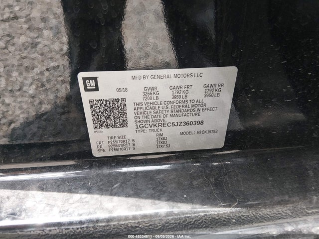 Продаж на аукціоні авто 2018 Chevrolet Silverado 1500 Lt, vin: 1GCVKREC5JZ360398, номер лоту: 45334811
