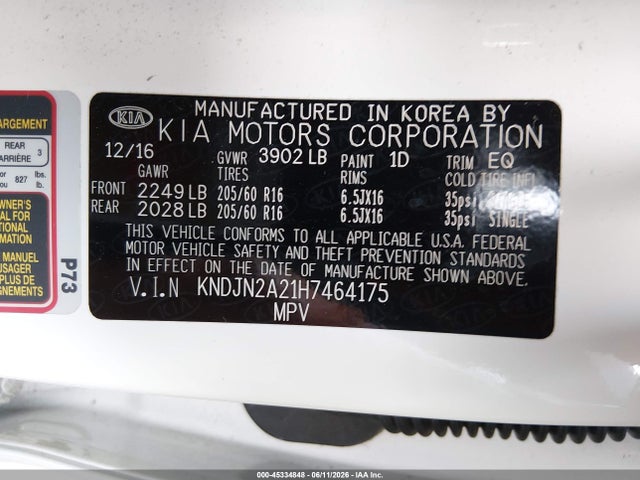 KIA Soul 2017 KNDJN2A21H7464175 Image 9