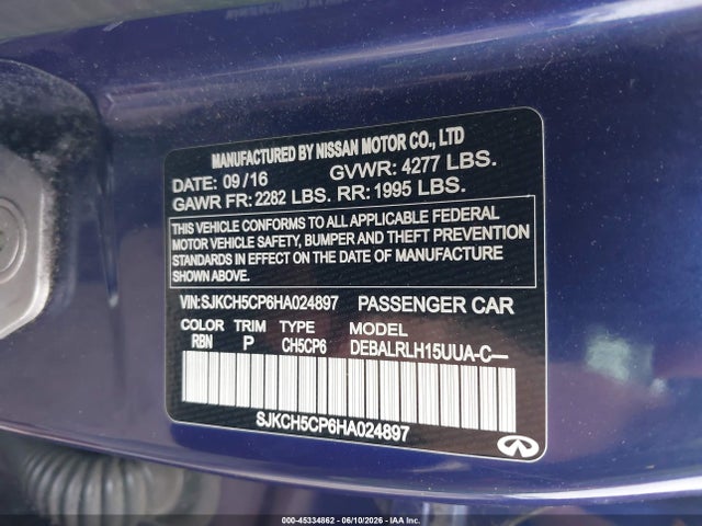 Продаж на аукціоні авто 2017 Infiniti Qx30 Premium, vin: SJKCH5CP6HA024897, номер лоту: 45334862