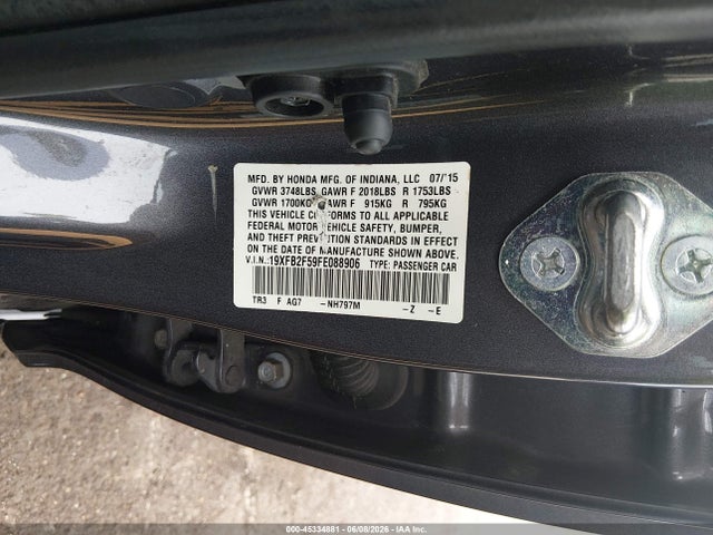 Honda Civic Lx 2015 19XFB2F59FE088906 Image 9