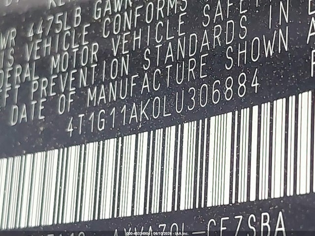 Toyota CAMRY SE 2020 4T1G11AK0LU306884 Image 9