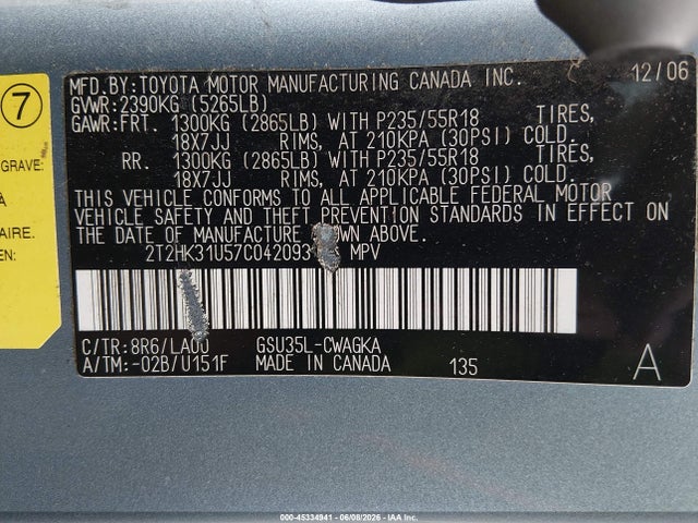 2007 Lexus Rx 350 მანქანა იყიდება აუქციონზე, vin: 2T2HK31U57C042093, აუქციონის ნომერი: 45334941