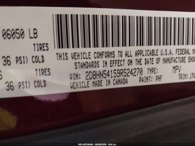 Aukcja sprzedaży 2009 Dodge Grand Caravan Sxt, vin: 2D8HN54159R524270, numer aukcji: 45334946