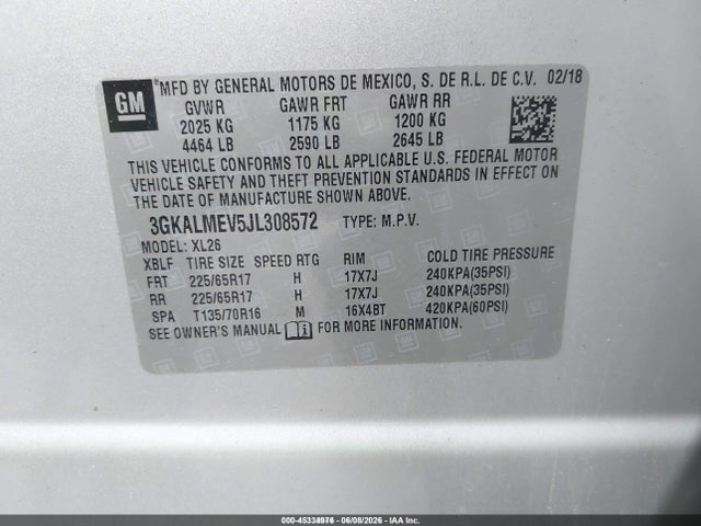 3GKALMEV5JL308572 GMC Terrain Sle