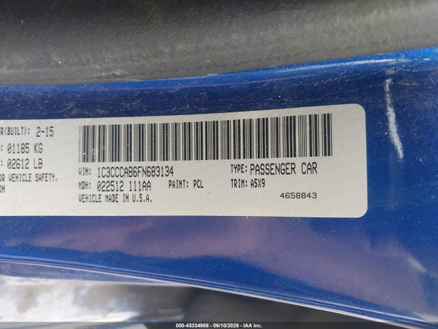 Aukcja sprzedaży 2015 Chrysler 200 Limited, vin: 1C3CCCAB6FN683134, numer aukcji: 45334988