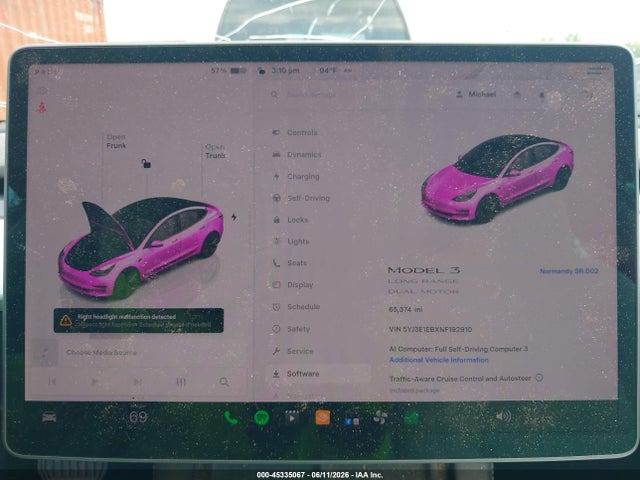 45335067 :رقم المزاد ، 5YJ3E1EBXNF192910 vin ، 2022 Tesla Model 3 Long Range Dual Motor All-wheel Drive مزاد بيع