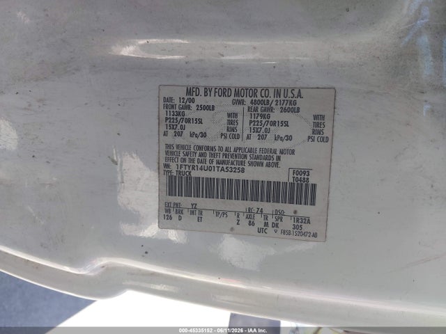Продажа на аукционе авто 2001 Ford Ranger Edge/xl/xlt, vin: 1FTYR14U01TA53258, номер лота: 45335152