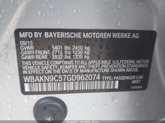 Aukcja sprzedaży 2016 Bmw 550i, vin: WBAKN9C57GD962074, numer aukcji: 45335217