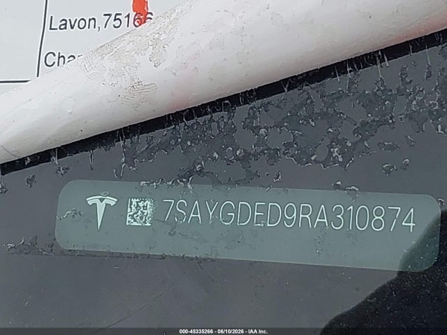 45335266 :رقم المزاد ، 7SAYGDED9RA310874 vin ، 2024 Tesla Model Y مزاد بيع