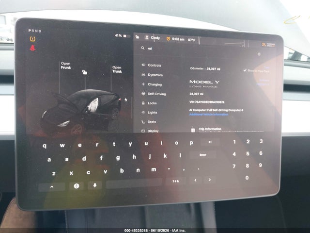 45335266 :رقم المزاد ، 7SAYGDED9RA310874 vin ، 2024 Tesla Model Y مزاد بيع